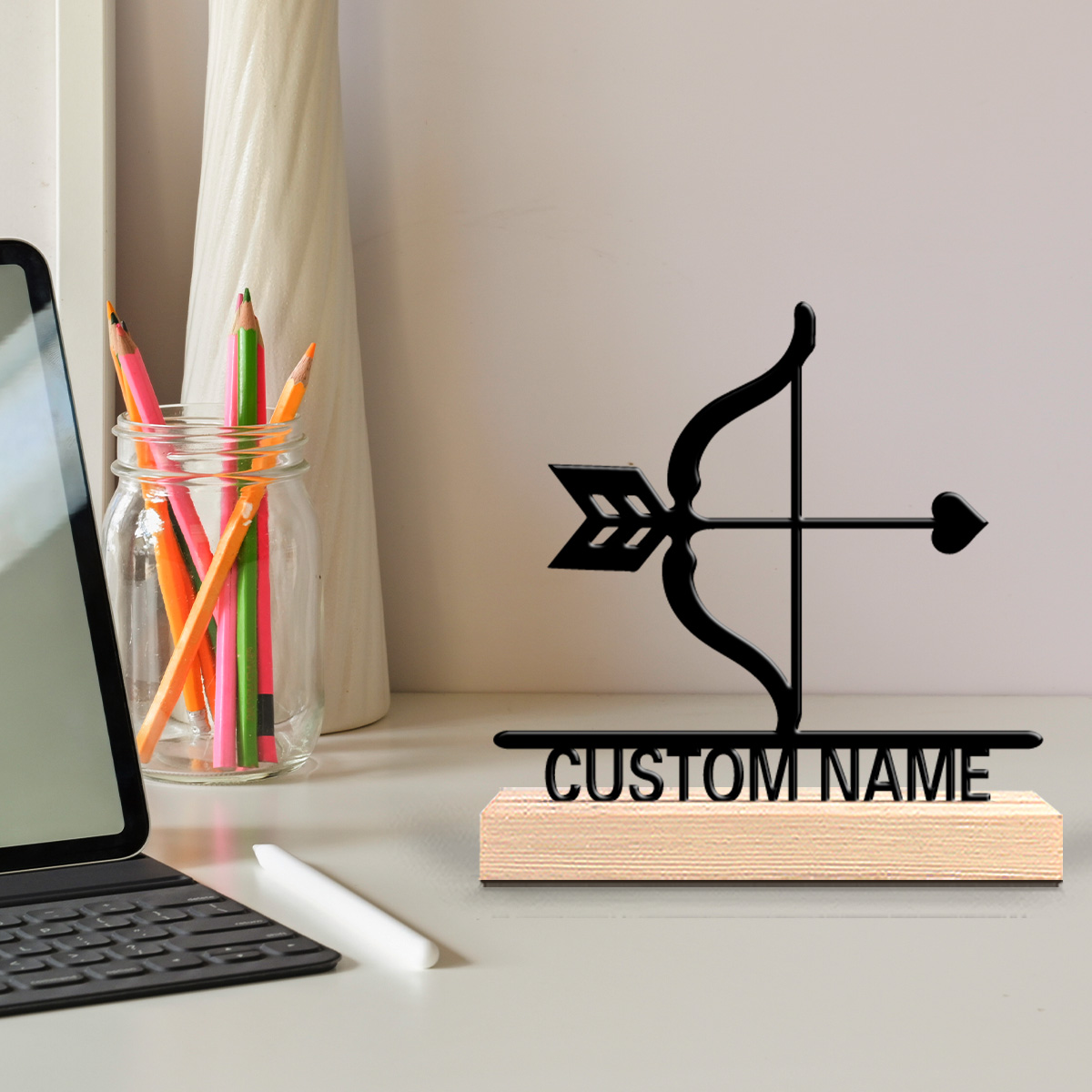 Home Office Decor - 1pc Stylish Personalized Custom Cupid Wooden