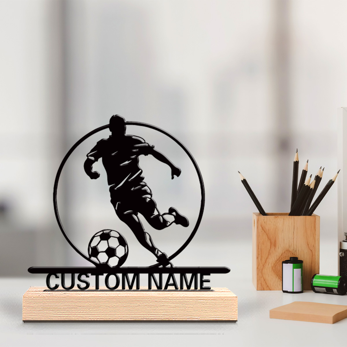 Home Office Decor - Custom Soccer Player Metal Statue with