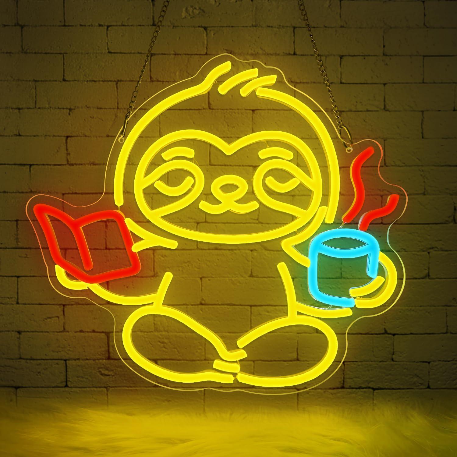 Home Office Decor - Sloth Neon Sign USB Dimmable LED