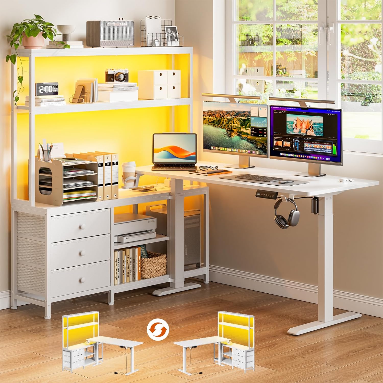Home Office L Shaped Desk - 65