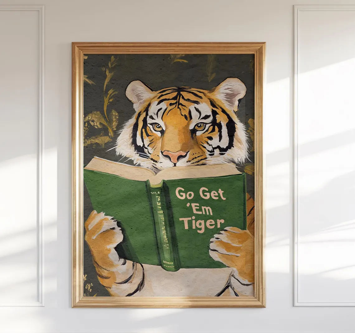 Home Office With Library - 2026 Humorous Bookworm Wall Art Decor