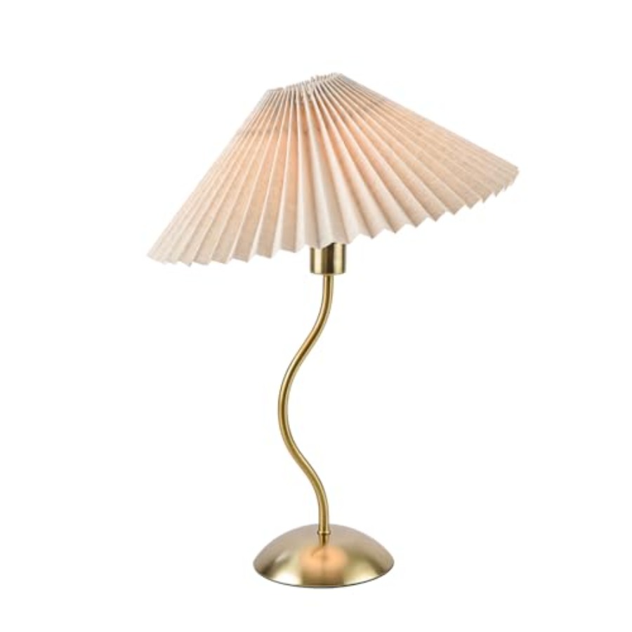 Home Office Decor - Small Pleated Table Lamp Bedside Nightstand
