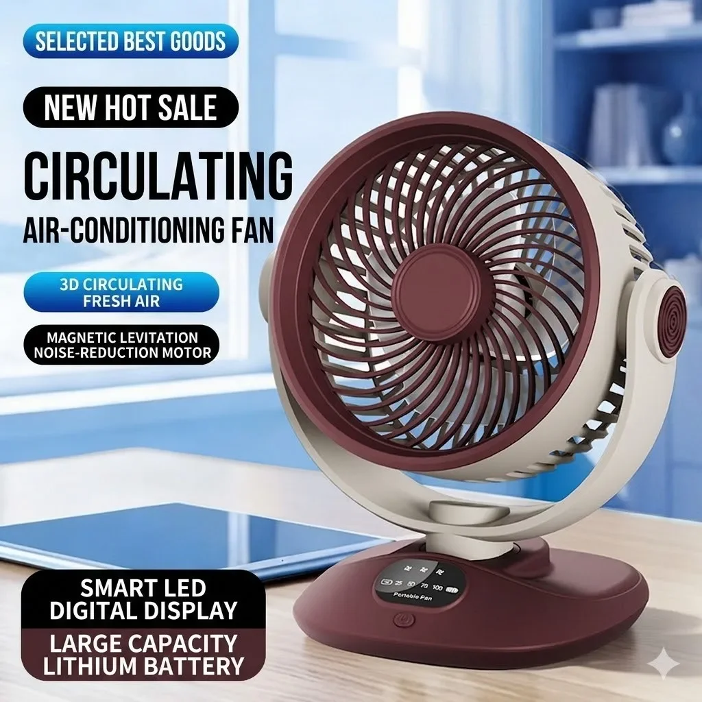 Home Office Jobs - Desktop Fan Rechargeable Turbo Air Circulator