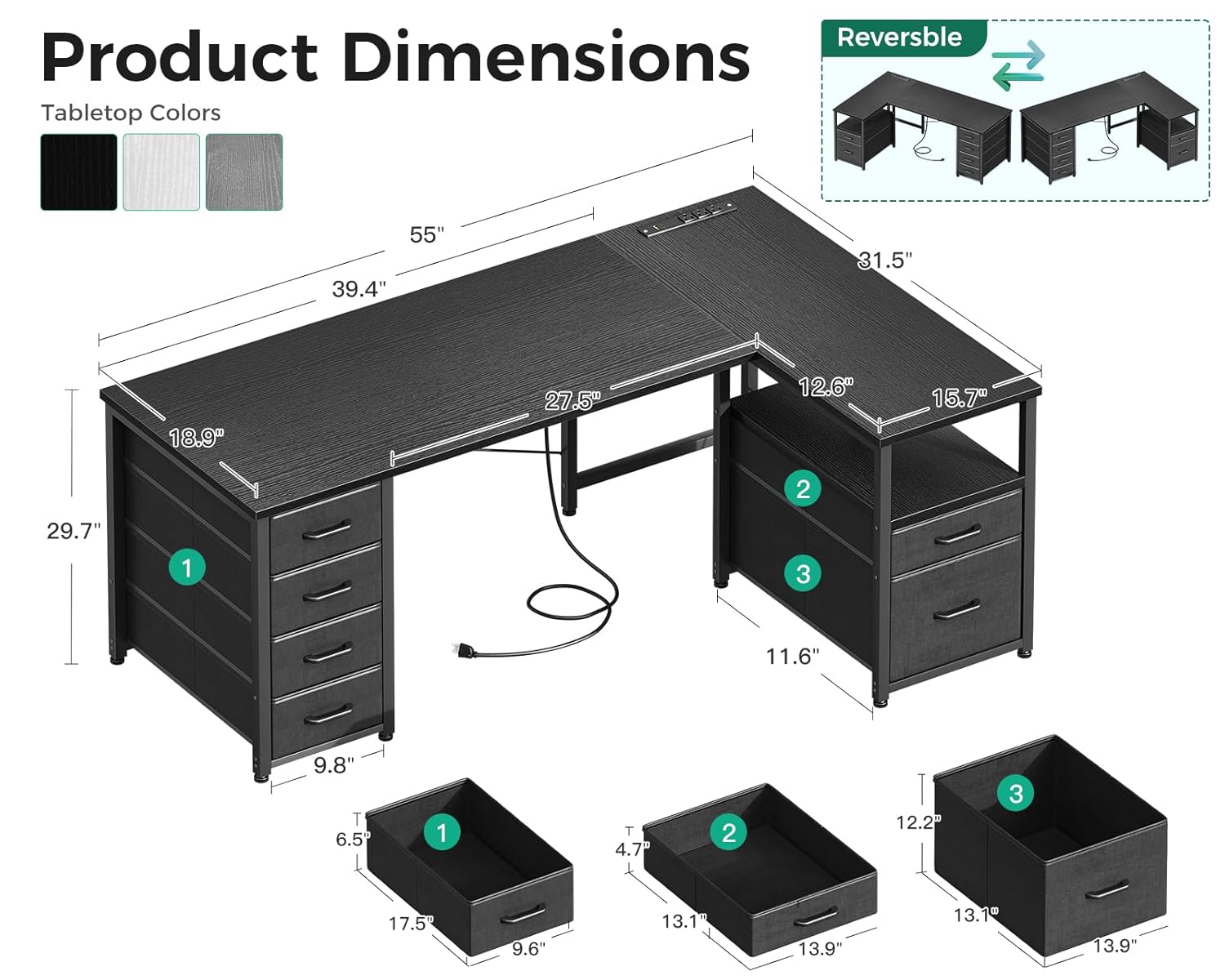 L Shaped Computer Desk 55 Inch - Home Office L Shaped Desk 리뷰 및 가격
