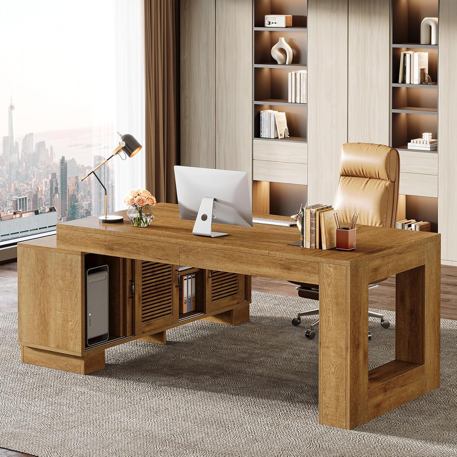 L Shaped Desk Storage 2Tier Sh - Home Office L Shaped Desk 리뷰 및 가격