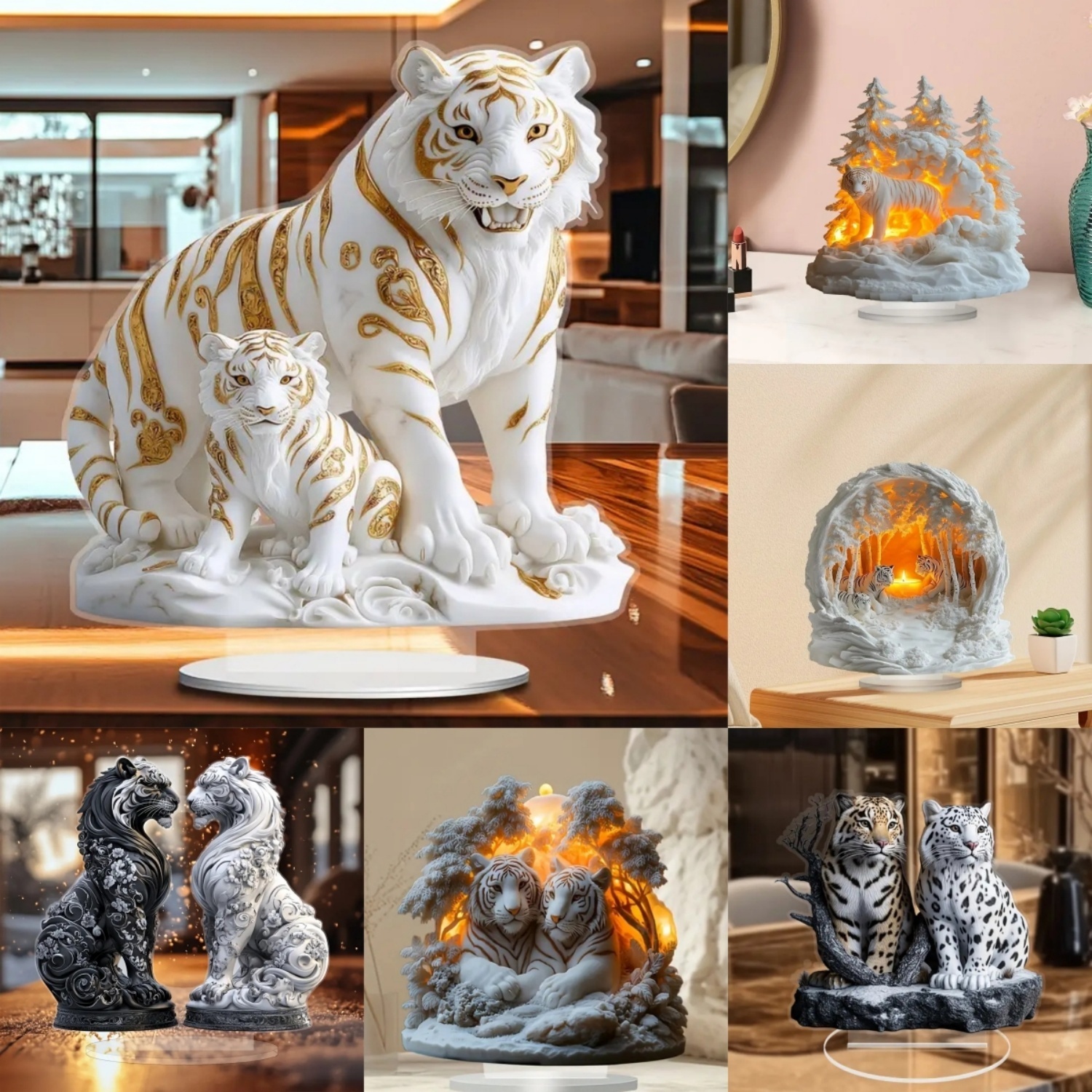 Two Tigers Statue,2D Flat Anim - Home Office Jobs 리뷰 및 가격