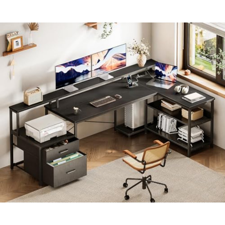 L Shaped Desk with File Drawer - Home Office L Shaped Desk 리뷰 및 가격