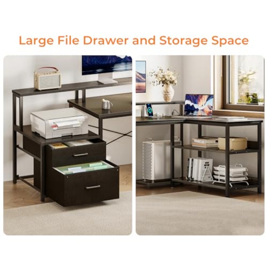 L Shaped Desk with File Drawer - Home Office L Shaped Desk 리뷰 및 가격