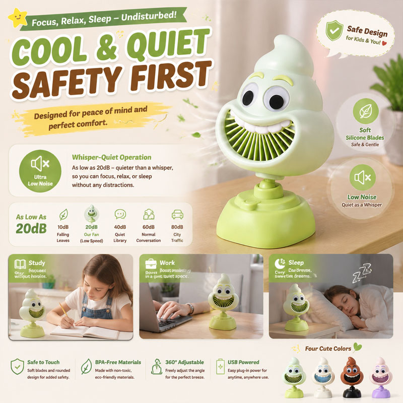 Funny Poop Emoji Mini Desktop  - Usb Desk Fan 리뷰 및 가격