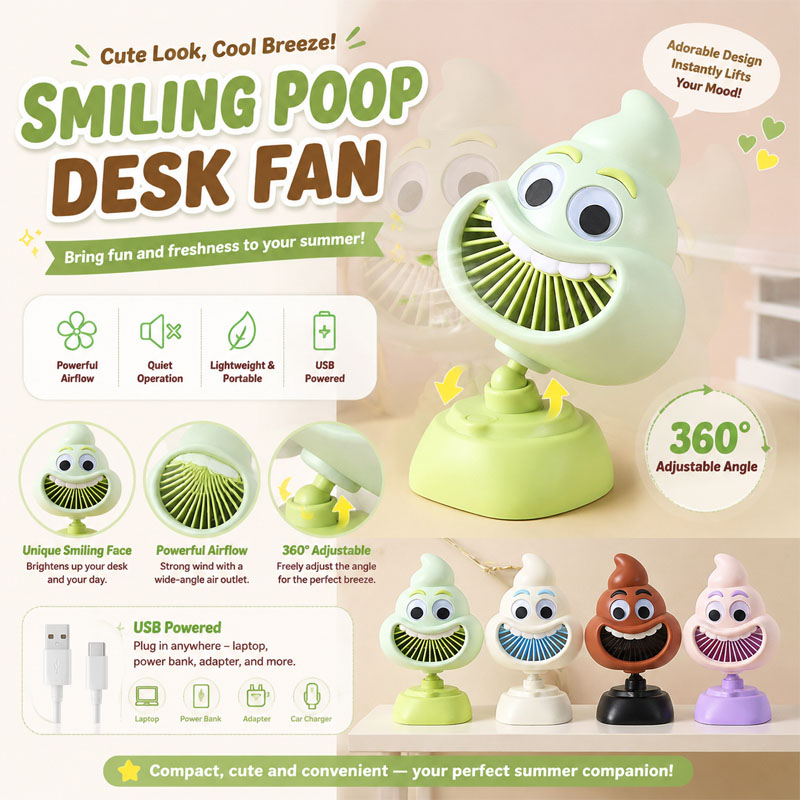 Funny Poop Emoji Mini Desktop  - Usb Desk Fan 리뷰 및 가격