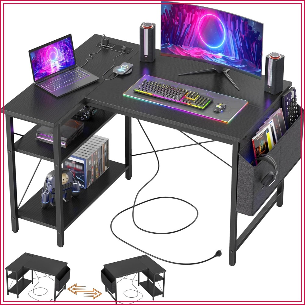 L Shaped Gaming Desk with Powe - Home Office L Shaped Desk 리뷰 및 가격