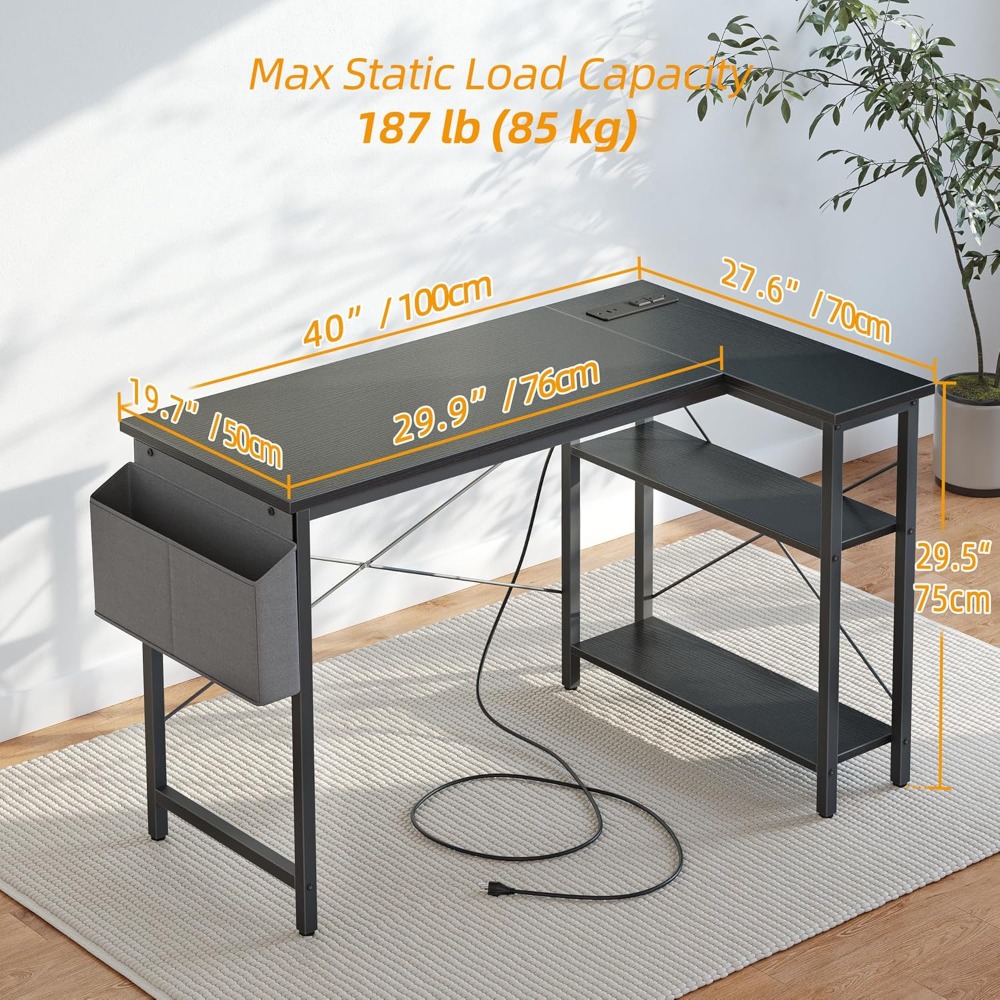L Shaped Gaming Desk with Powe - Home Office L Shaped Desk 리뷰 및 가격