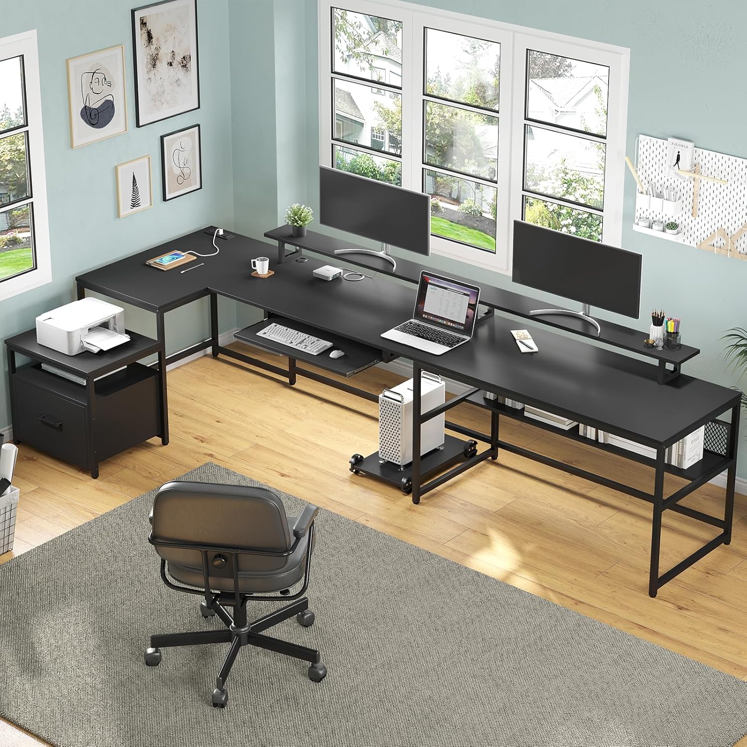 U Shaped Desk,101.5''Reversibl - Home Office L Shaped Desk 리뷰 및 가격