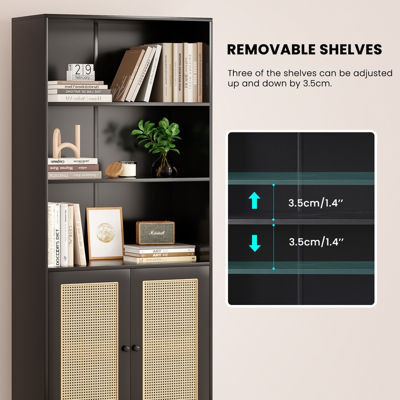 Black 5-Tier Wood Bookcase wit - Home Office With Library 리뷰 및 가격