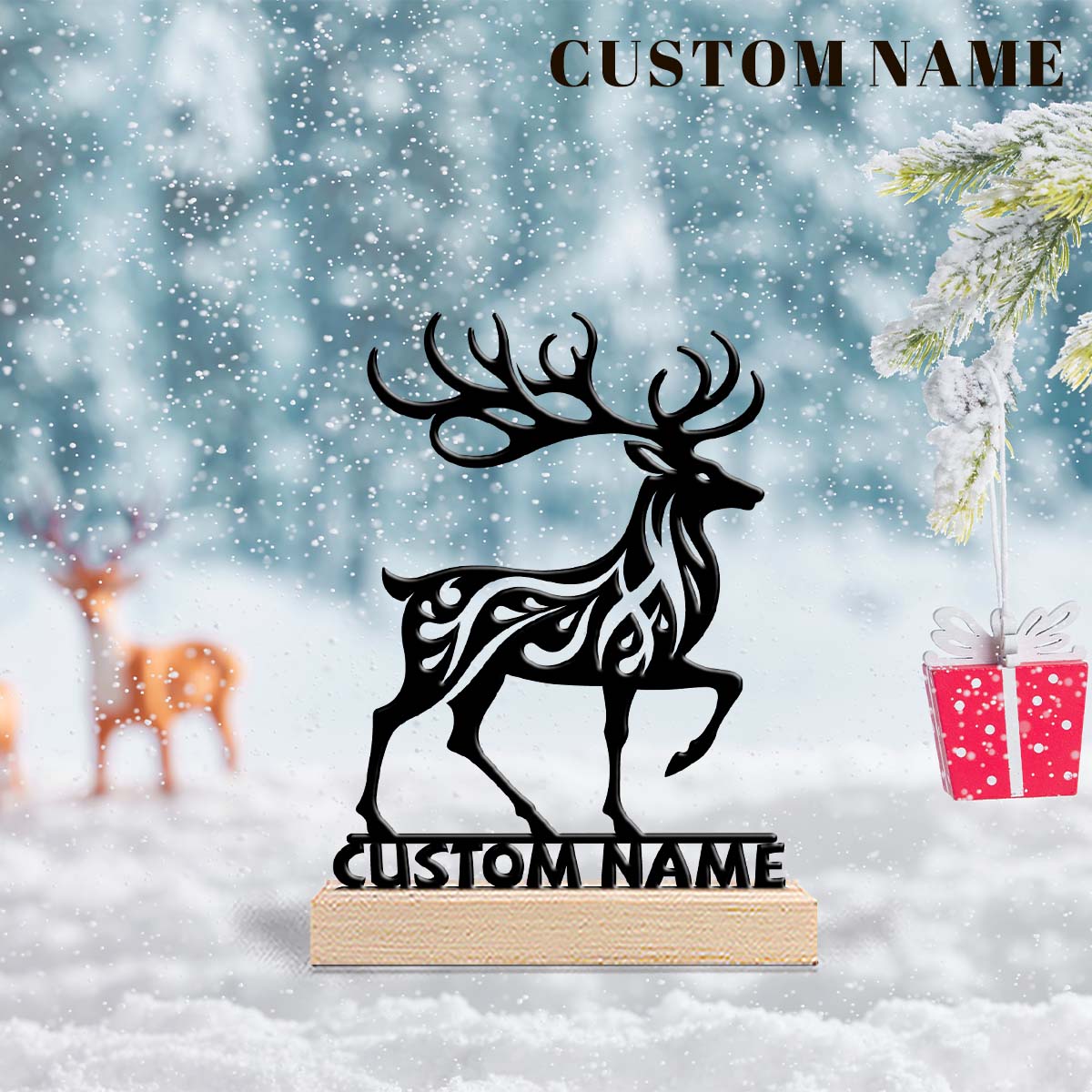 1Pc Csutom  Running Deer Woode - Home Office Decor 리뷰 및 가격