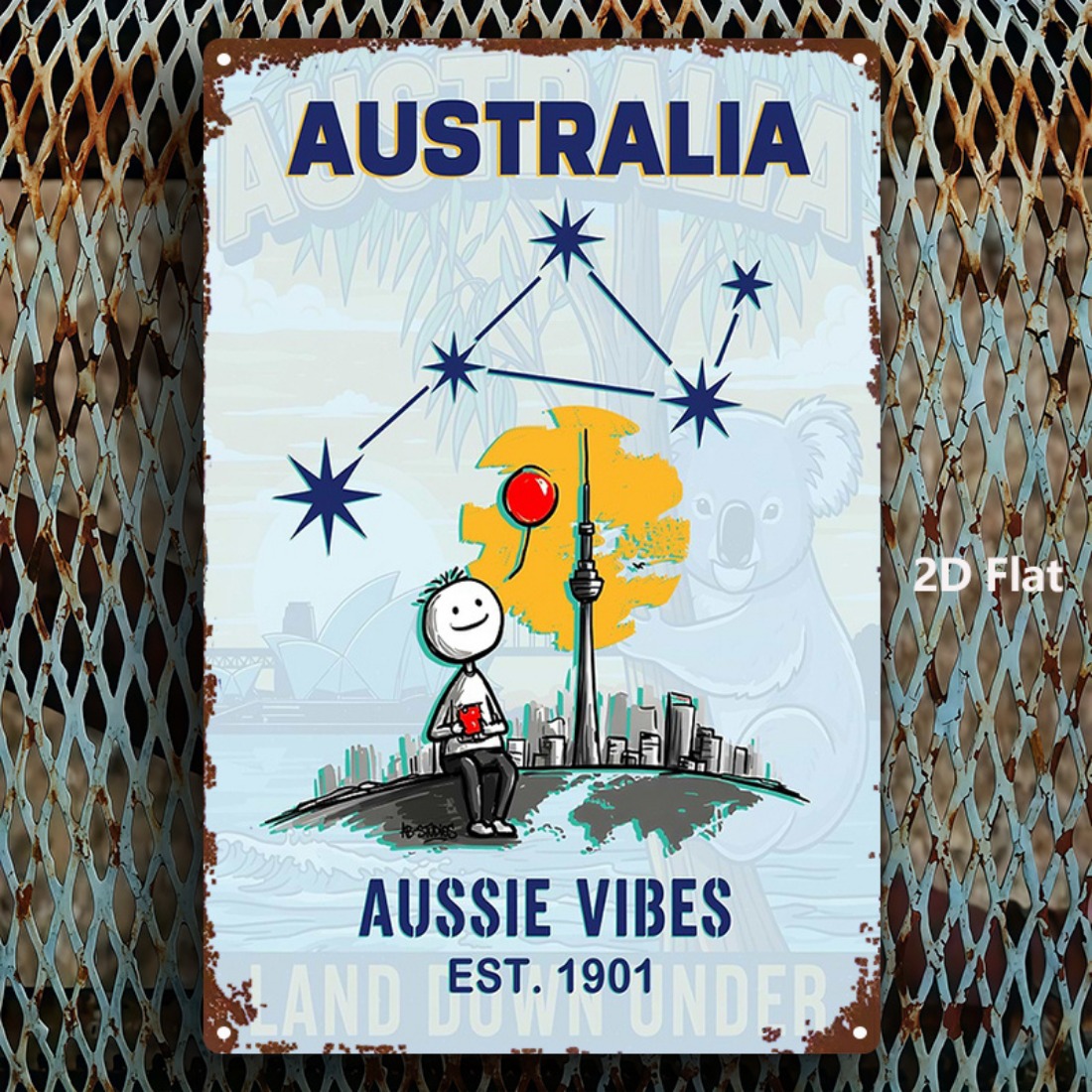 Metal Sign 2D Flat 1pc Austral - Home Office Australia 리뷰 및 가격