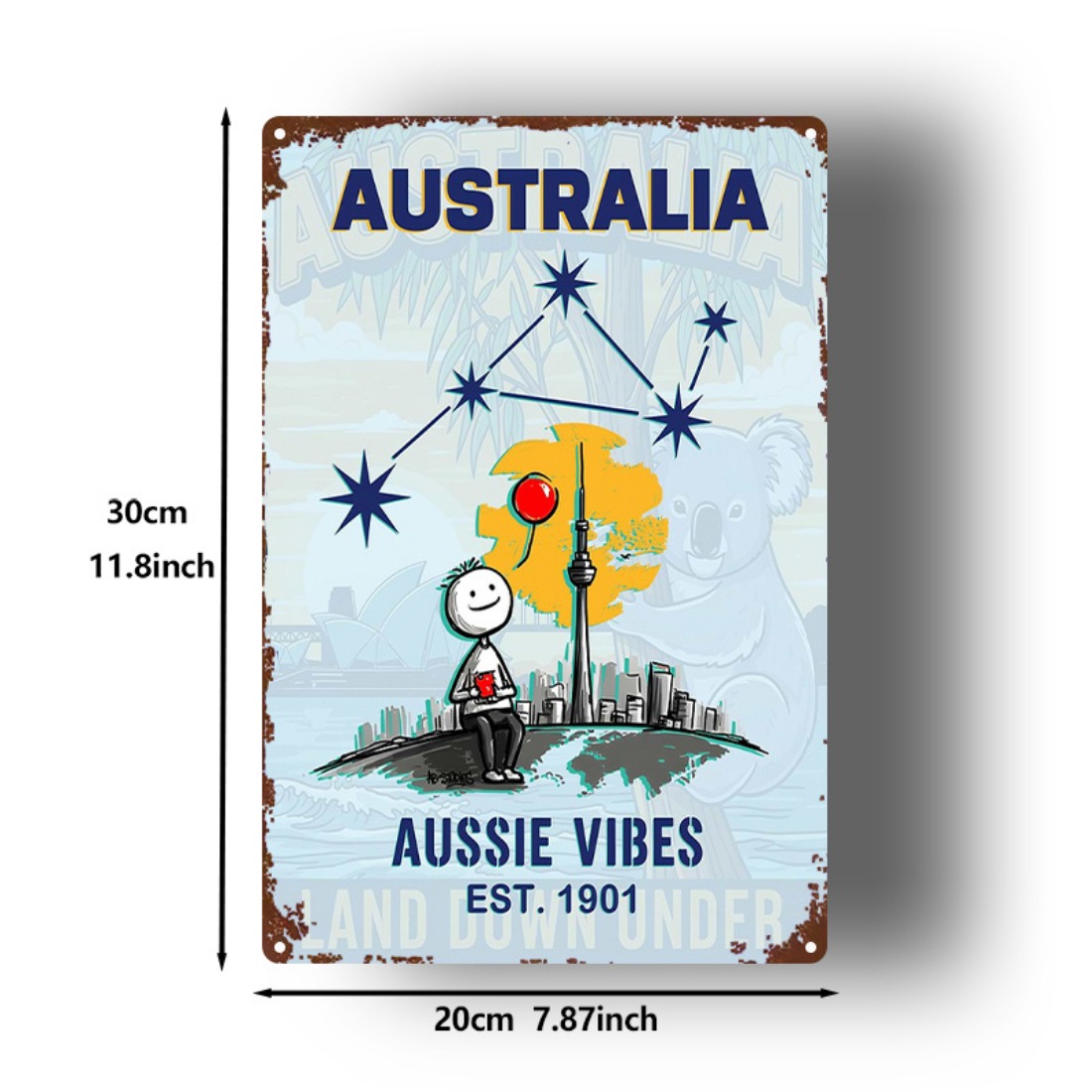 Metal Sign 2D Flat 1pc Austral - Home Office Australia 리뷰 및 가격