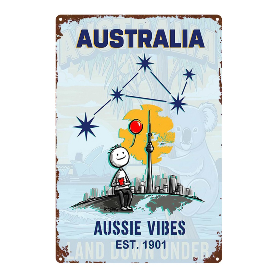 Metal Sign 2D Flat 1pc Austral - Home Office Australia 리뷰 및 가격