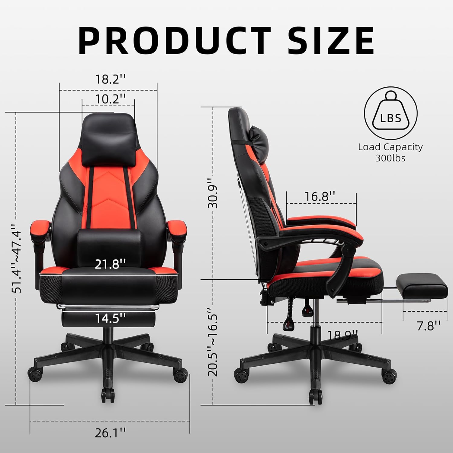Gaming Chair with Footrest, Ma - Home Office Ergonomics 리뷰 및 가격