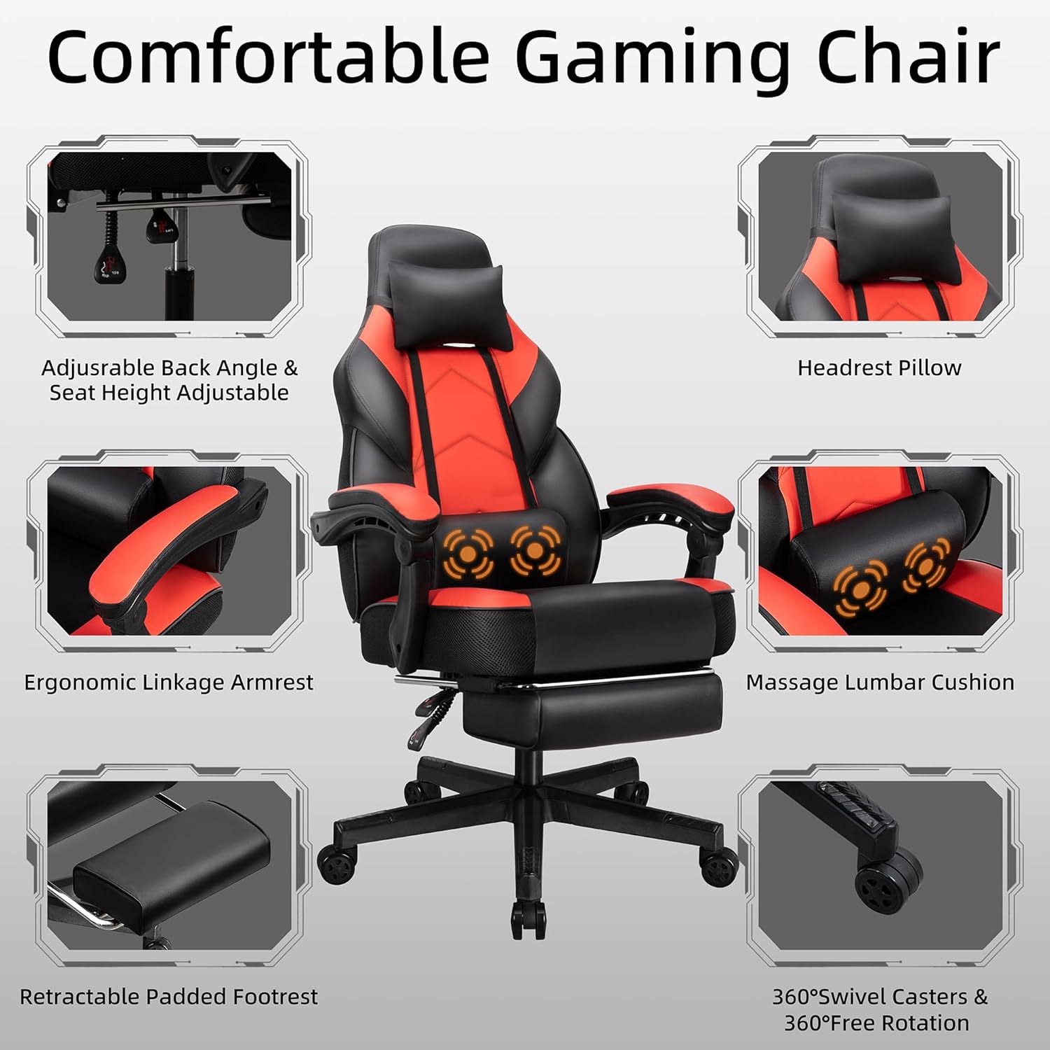 Gaming Chair with Footrest, Ma - Home Office Ergonomics 리뷰 및 가격