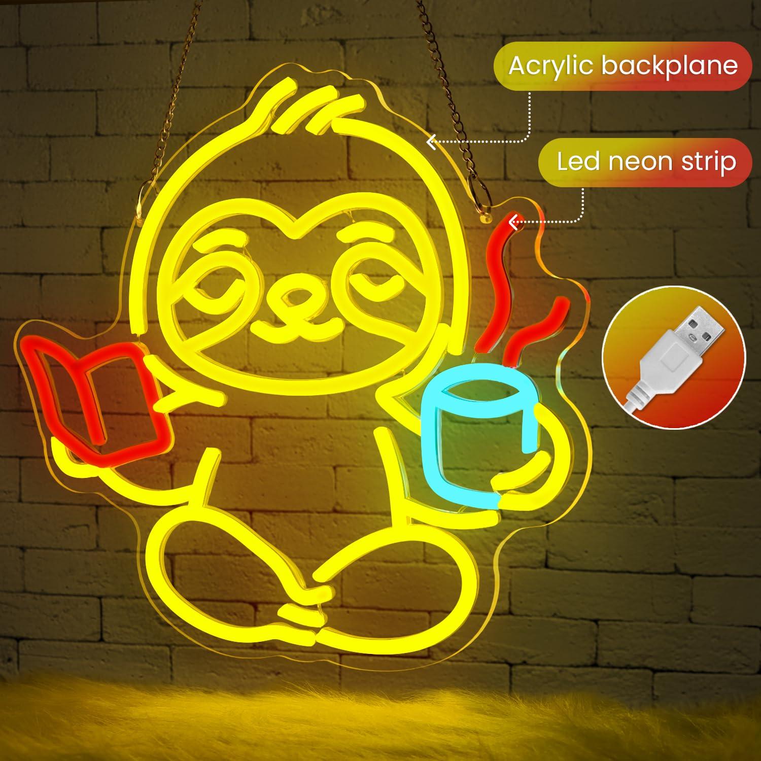 Sloth Neon Sign USB Dimmable L - Home Office Decor 리뷰 및 가격