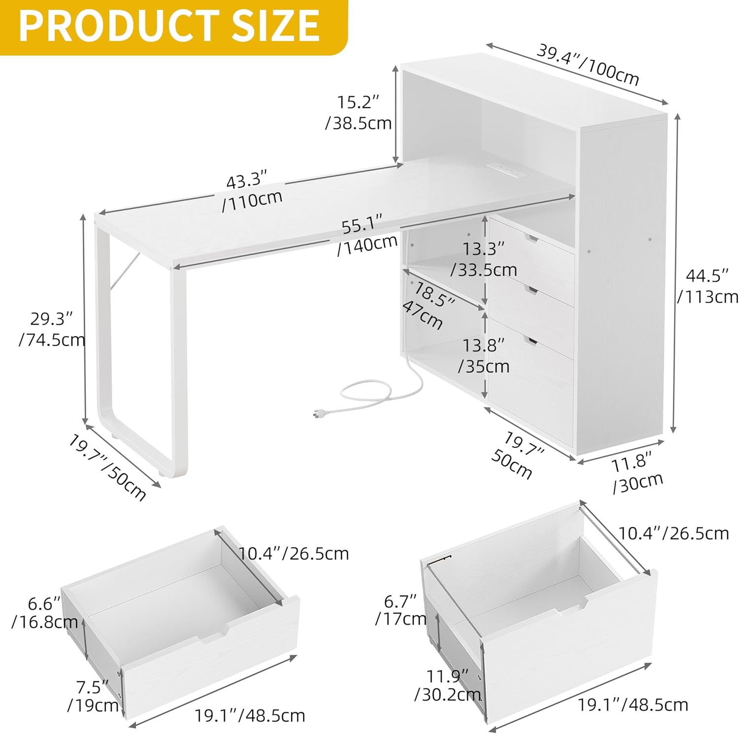 L Shaped Desk with Drawers, 55 - Home Office L Shaped Desk 리뷰 및 가격