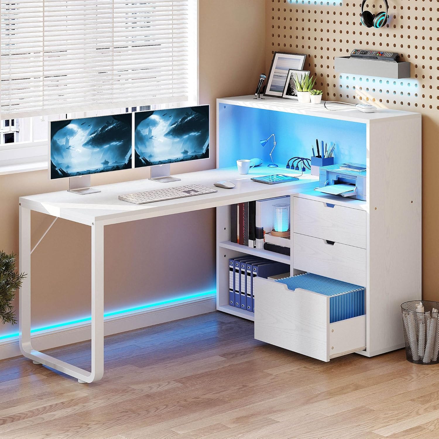 L Shaped Desk with Drawers, 55 - Home Office L Shaped Desk 리뷰 및 가격