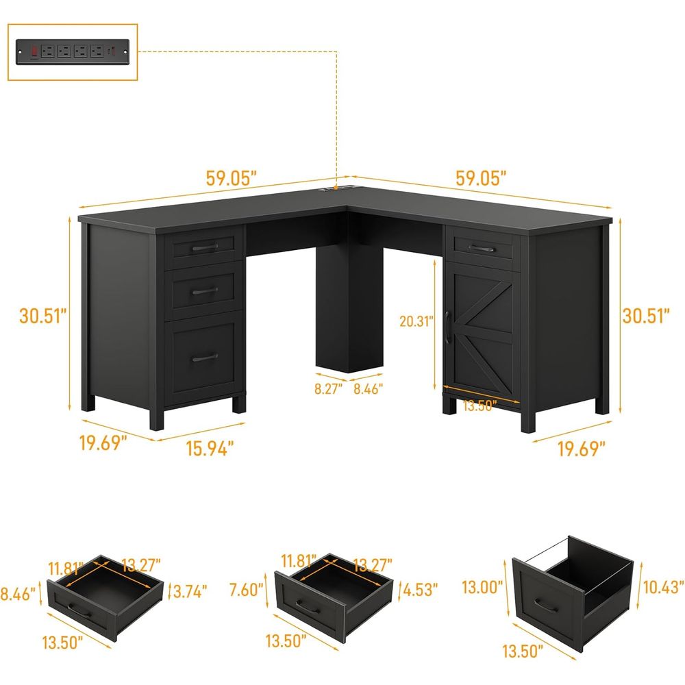 59 L-Shaped Executive Desk wit - Home Office L Shaped Desk 리뷰 및 가격