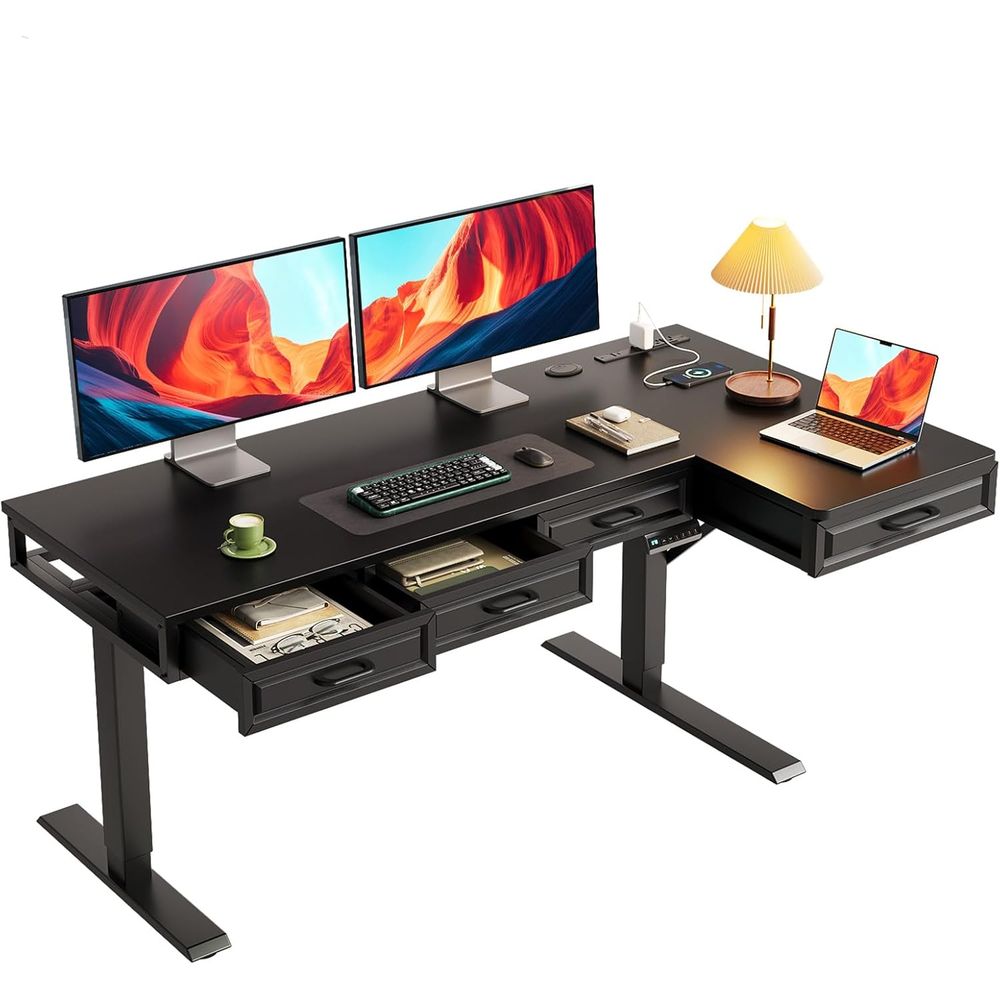 55 L-Shaped Electric Desk, Woo - Home Office L Shaped Desk 리뷰 및 가격