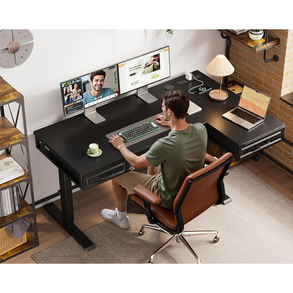 55 L-Shaped Electric Desk, Woo - Home Office L Shaped Desk 리뷰 및 가격