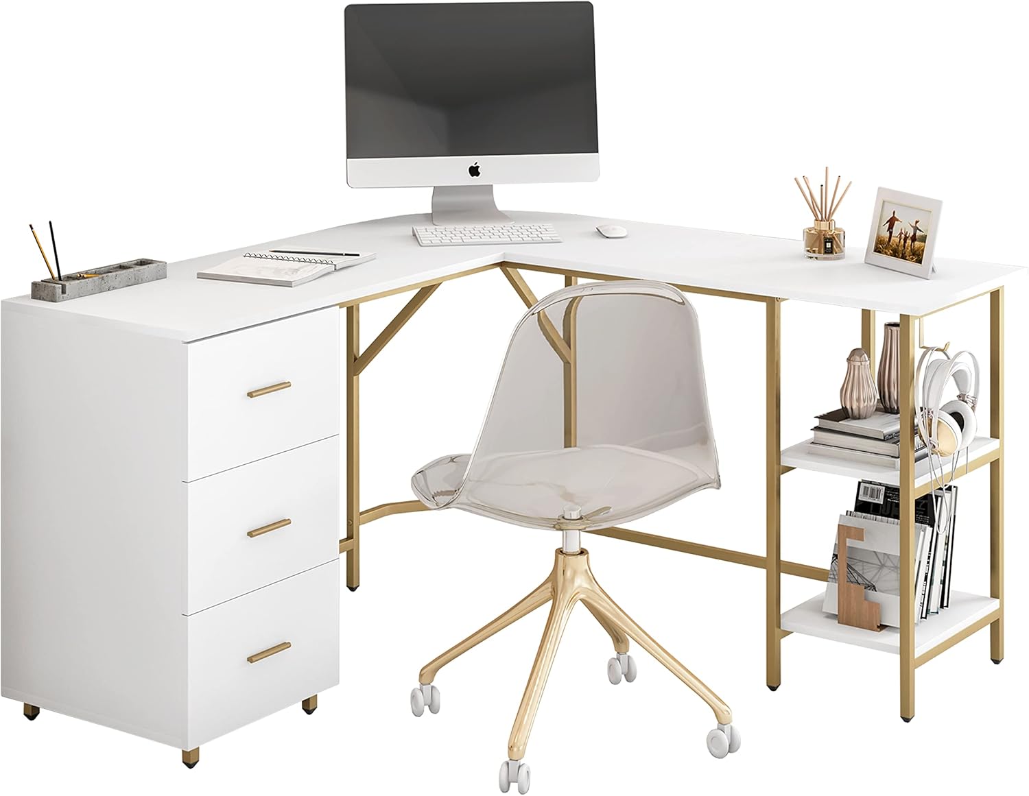 L Shaped Desk - Two-Toned Comp - Home Office L Shaped Desk 리뷰 및 가격