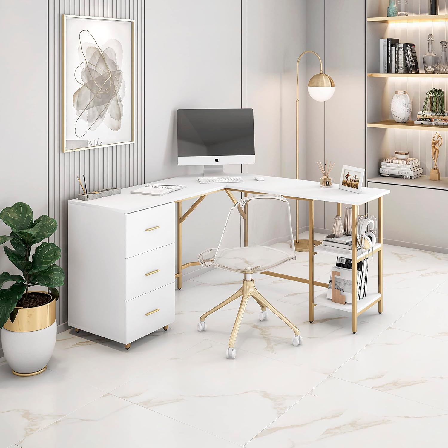 L Shaped Desk - Two-Toned Comp - Home Office L Shaped Desk 리뷰 및 가격