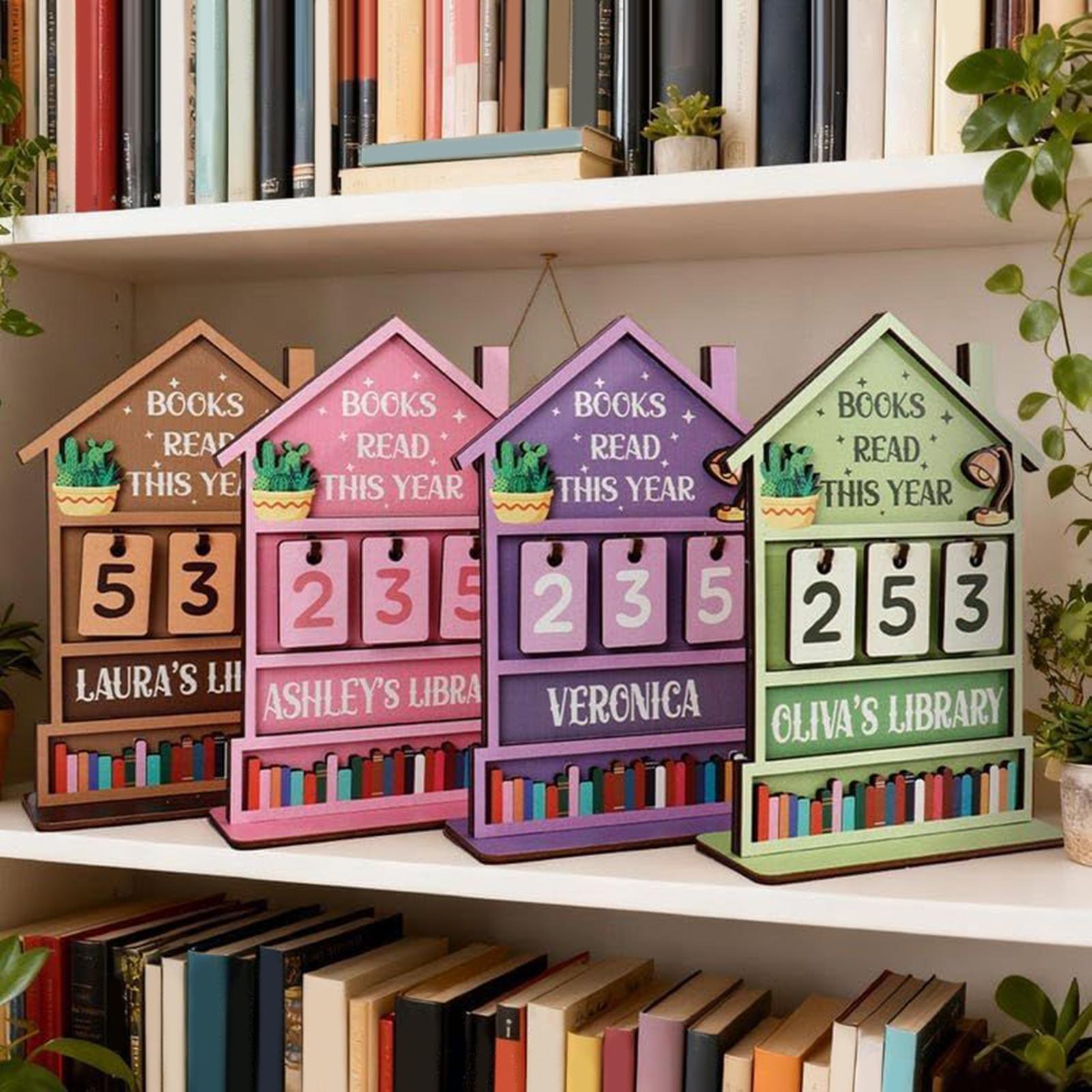 Wooden Books Read Tracker Disp - Home Office With Library 리뷰 및 가격