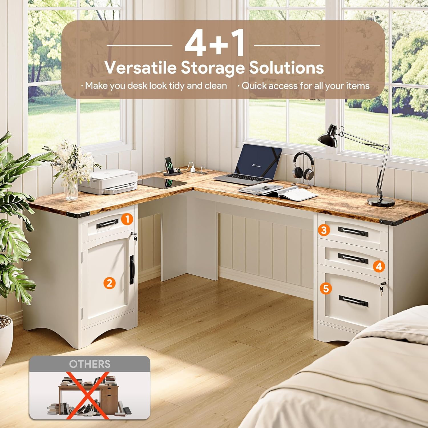 L-Shaped Executive Desk with D - Home Office L Shaped Desk 리뷰 및 가격
