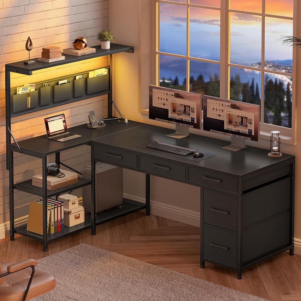 L Shaped Gaming Desk with 5 Dr - Home Office L Shaped Desk 리뷰 및 가격