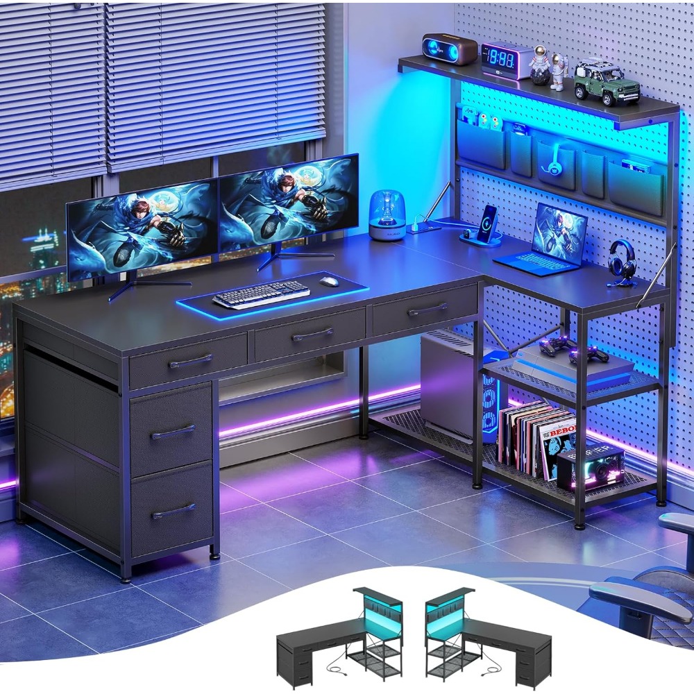 L Shaped Gaming Desk with 5 Dr - Home Office L Shaped Desk 리뷰 및 가격