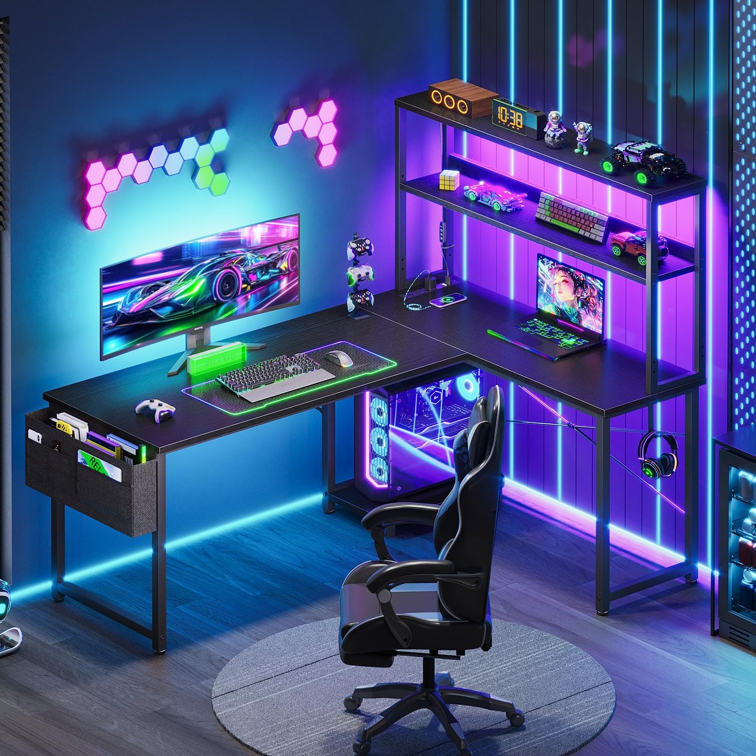 L Shaped Desk with LED Lights  - Home Office L Shaped Desk 리뷰 및 가격